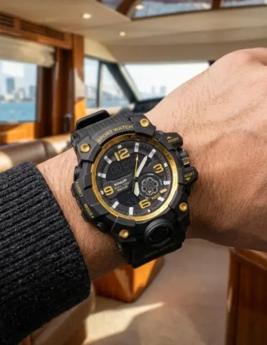 relogio esportivo masculino digital analogico kp-sw37 knup queima-dourado