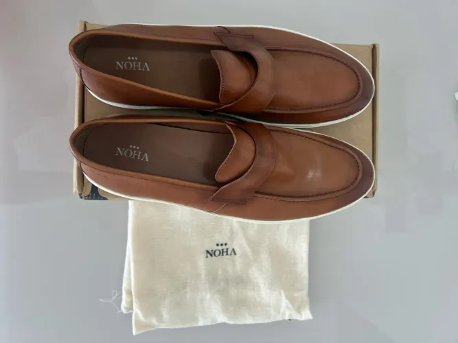 Loafer noha masculino em couro marrom