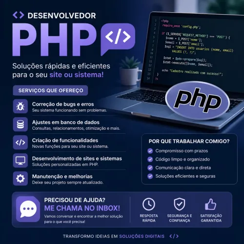 Programador PHP - Ajustes, banco de dados e correções