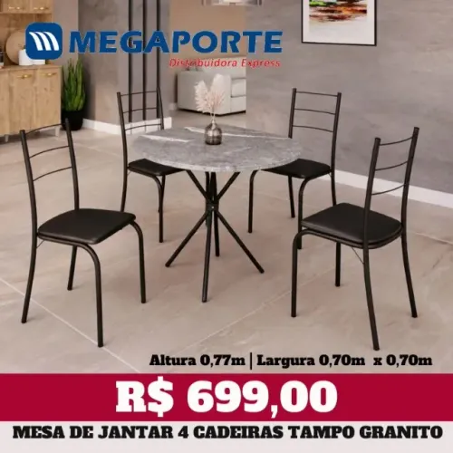 Mesa de Jantar 4 Cadeiras Tampo Granito (Novo) Entrega Grátis!