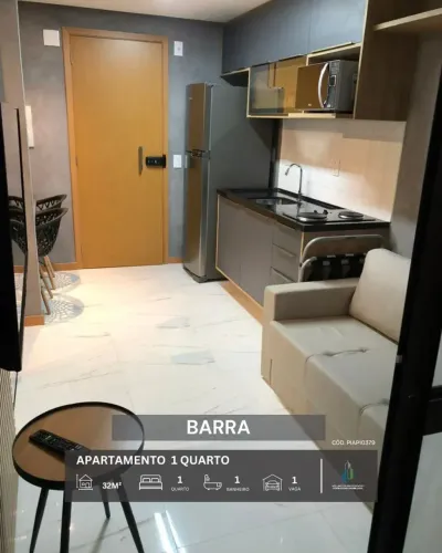 APARTAMENTO NORTE/SUL 32m² 1 QUARTO VARANDA GARAGEM INFRA VENDE BARRA