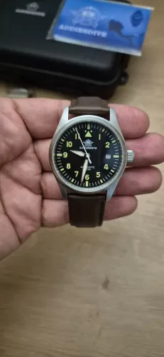 Relógio Addiesdive AD2519 Automático Pilot Safira 200m - Full Set