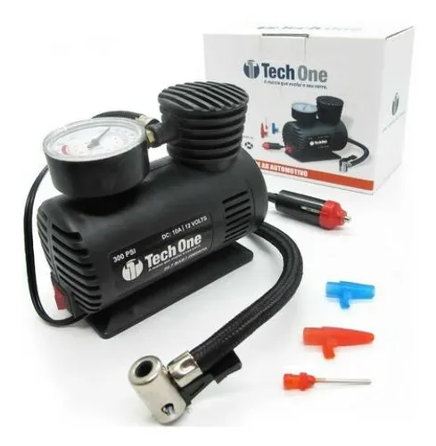Mini Compressor Ar Automotivo Portátil 300 Psi Tech One - Carro Moto Bicicleta