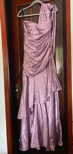 Vestido longo rosé cetim