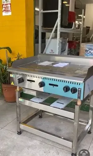 Chapa a gás para hamburquer - smash linha prime - inox - venâncio 