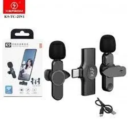 (NOVO) Kit 2 Microfones Lapela Wireless K9 ( Tipo C / IOS )