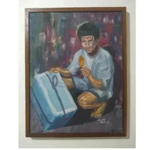 Jurandir Maciel, Quadro Pintura em Eucatex, 64x50cm, Com Moldura, Assinado e Datado.