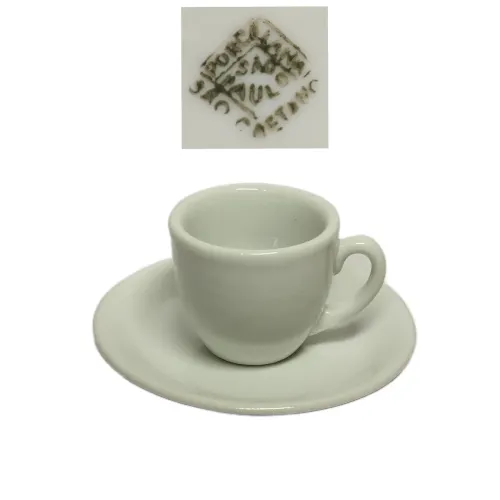 Xícara de Café Antiga Porcelana São Caetano São Paulo Branca
