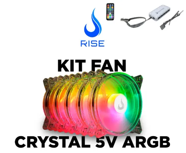 Kit 5 Ventoinhas com controladora, Crystal Sound, 120mm, ARGB (produto novo!)