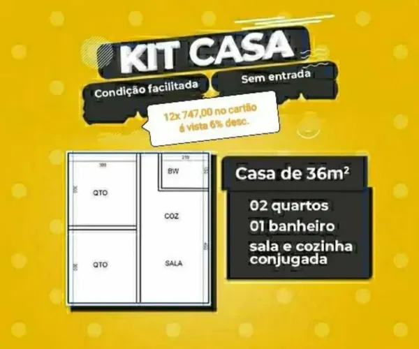 IMPERDÍVEL!! Kit Casa PRÉ MOLDADA 36mts2