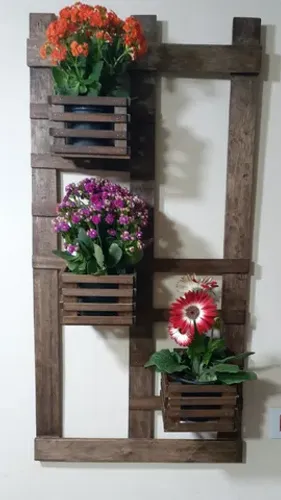 Painel Floreira Jardim Vertical 110 X 54 cm 3 Cachepôs