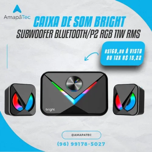 Caixa De Som Bright Multimídia Speaker RGB, Bluetooth