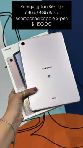 Samsung Tab S6-Lite / 64GB / 4GB / Rosa / Acompanha capa e s-pen / R$ 1.150,00