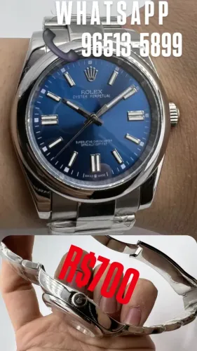 Relógio ROLEX AUTOMÁTICO - OYSTER PERPETUAL FUNDO AZUL