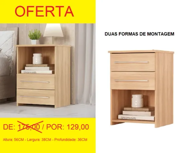 Mesa de cabeceira novidade - puxadores cromados