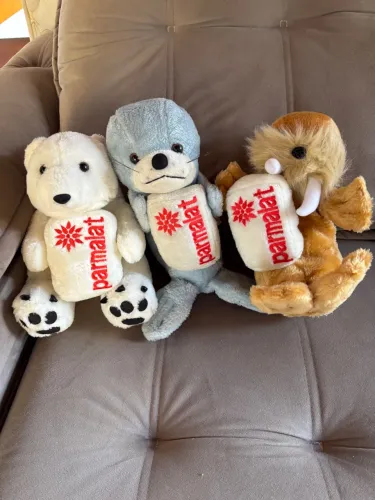 Pelúcias Parmalat Colecionáveis - Urso Polar, Foca e Mamute