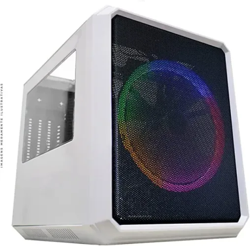 Gabinete Gamer K-Mex Microcraft IV White - CG-04RC *Com 1 Fan Led Rgb* - Micro-ATX - WZett