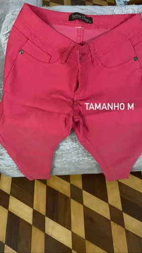 CALÇA JEANS FEMININA ROSA TAMANHO M