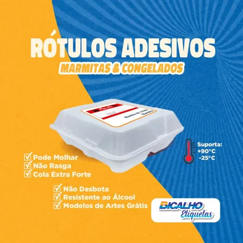 Rótulo Adesivo Marmita e Congelados
