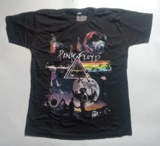 Camiseta preta personalizada Pink Floyd