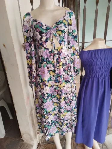 Vestido de linho midi