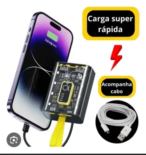 Carregador Portátil 10000 mAh Transparente