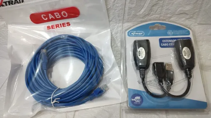 Kit extensor usb ethernet  rj 45 mais cabo de rede 