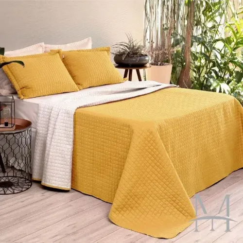 Cobre Leito Amarelo Caramelo para Casal