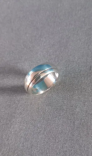 Anel novo de prata 950 maciça - Modelo giratório/saturno