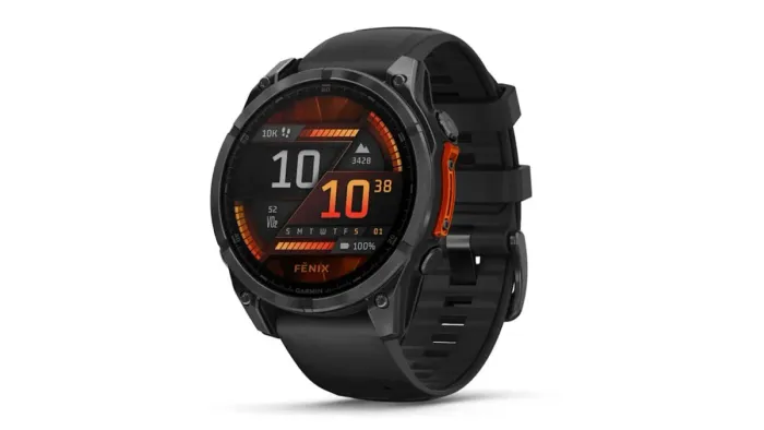 Relógio Garmin Fenix 8 Cinza Ardósia com Pulseira de Silicone Preta