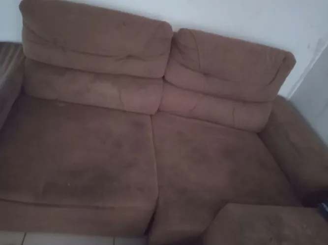 Sofá em Suede Marrom Grande retratil reclinavel 