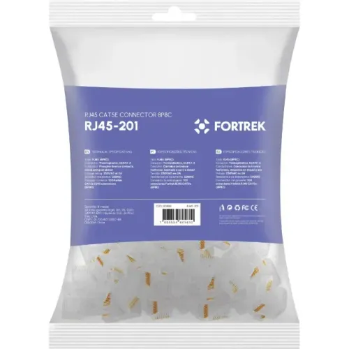 Conector RJ45 Cat5e Fortrek FK 120E Macho Conex 1000 (100 Unidades) - WZetta