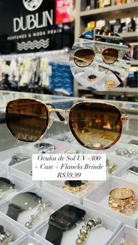 Óculos de Sol UV400 + Case + Flanela Brinde