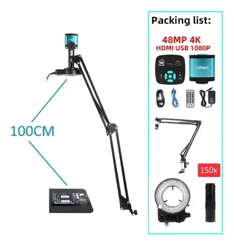 Microscópio Articulado Câmera 48mp 4k Usb Hdmi Lente 150x