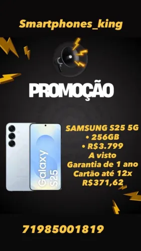 Samsung Galaxy S25 5G 256gb, lacrado, nota fiscal e garantia de 1 ano