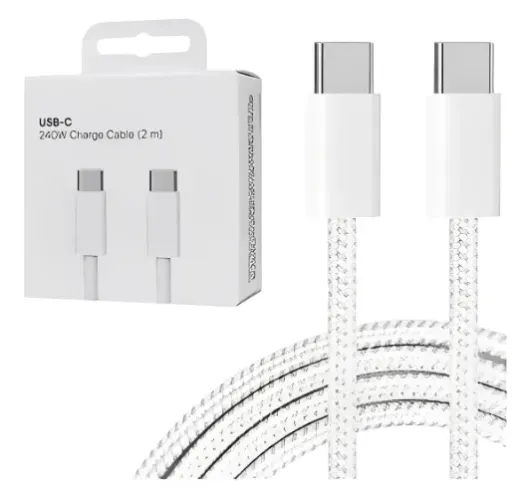 Cabo Usb-C Para Tipo-C 240W Para iPhone 15 16 17 com 2 Metro Novo na Caixa Lacrada