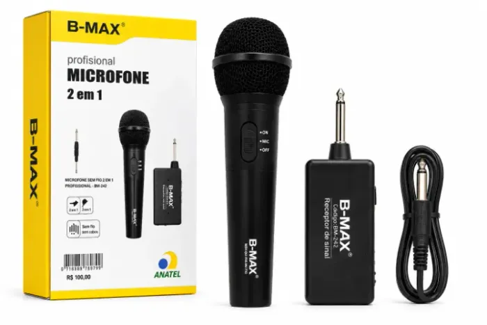 Microfone Sem Fio 2 em 1 Profissional - Novo - Ditudo Tech e Variedades