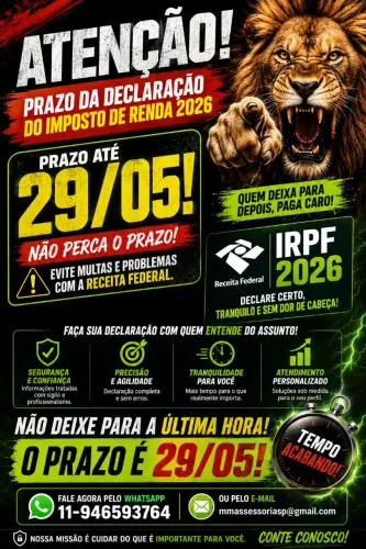 IMPOSTO DE RENDA 2026 CONTABILIDADE 