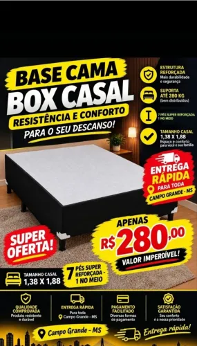 Base Cama Box Casal 7 Pés NOVO ENTREGO