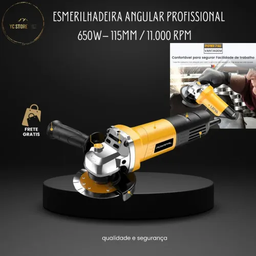 ESMERILHADEIRA ANGULAR PROFISSIONAL 650W - 115MM / 11.000 RPM
