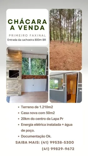 CHÁCARA A VENDA 1.210 M2 1 FAXINAL LAPA-PR