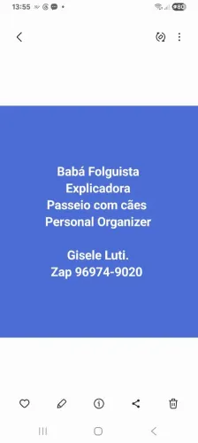 Precisa de Babá? Passeio com seu cão?Explicadora?Personal organizer.Entre em contato.