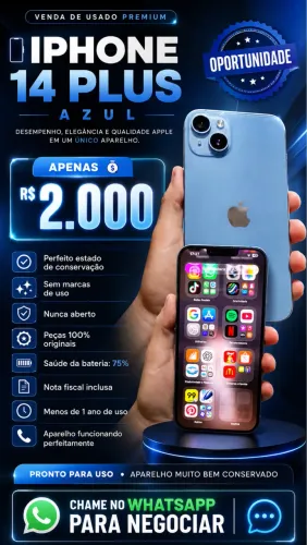 VENDE-SE IPHONE 14 PLUS EM PERFEITO ESTADO