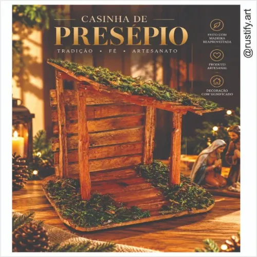Casinha de Presépio Artesanal em Madeira - Beleza Rústica e Sustentável