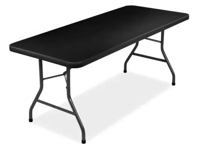 Mesa Dobrável Aço e Plástico 180x90x70cm Preta