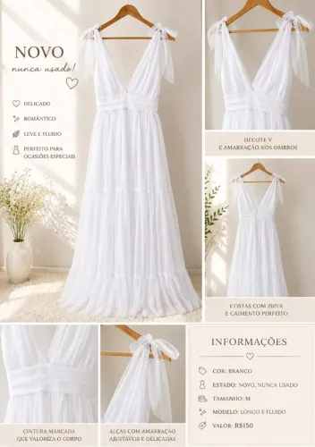 VESTIDO BRANCO LONGO | NUNCA USADO