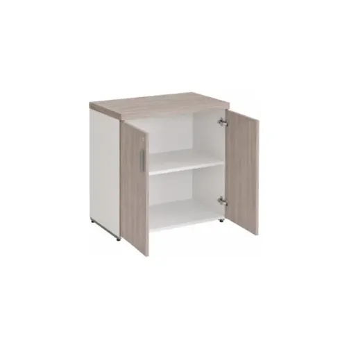 Armário Baixo Escritório Com Portas Fresno Branco Organizador Resistente Premium 71024
