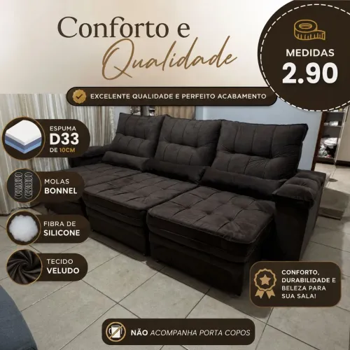 Sofá retrátil 2.90mt morfeu 