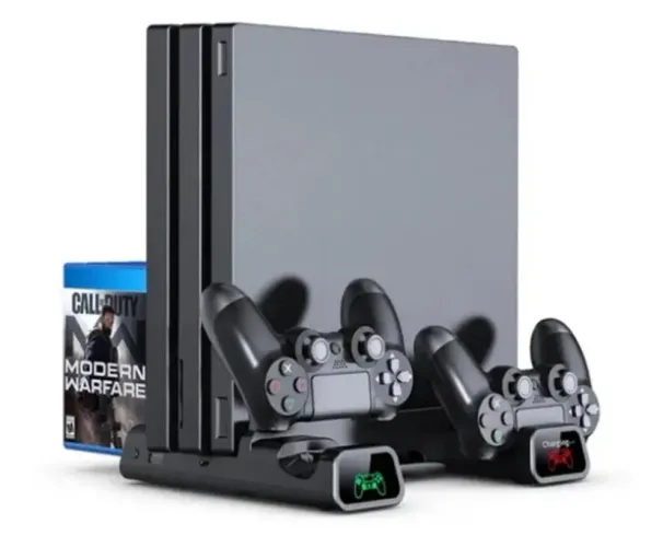 Suporte Vertical Cooler Carregador Preto Ventoinha Ps4