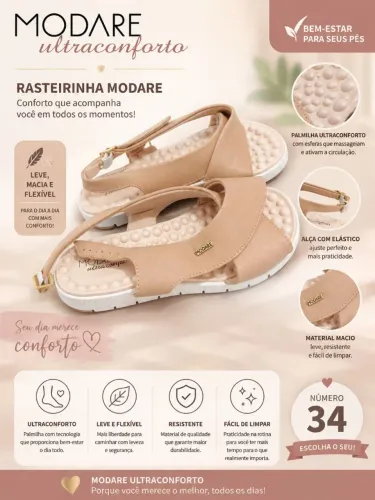 Sandália rasteirinha Modare